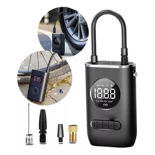 Bomba De Encher Pneu Carro Bike Moto Portátil Digital Preto