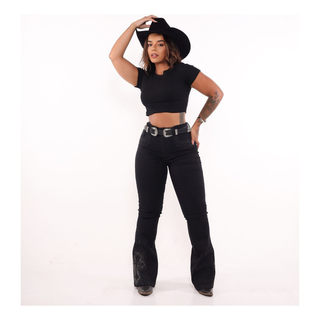 Looks CalÃ§a Cavalgada Feminina Calça Jeans Flare Boca De Sino