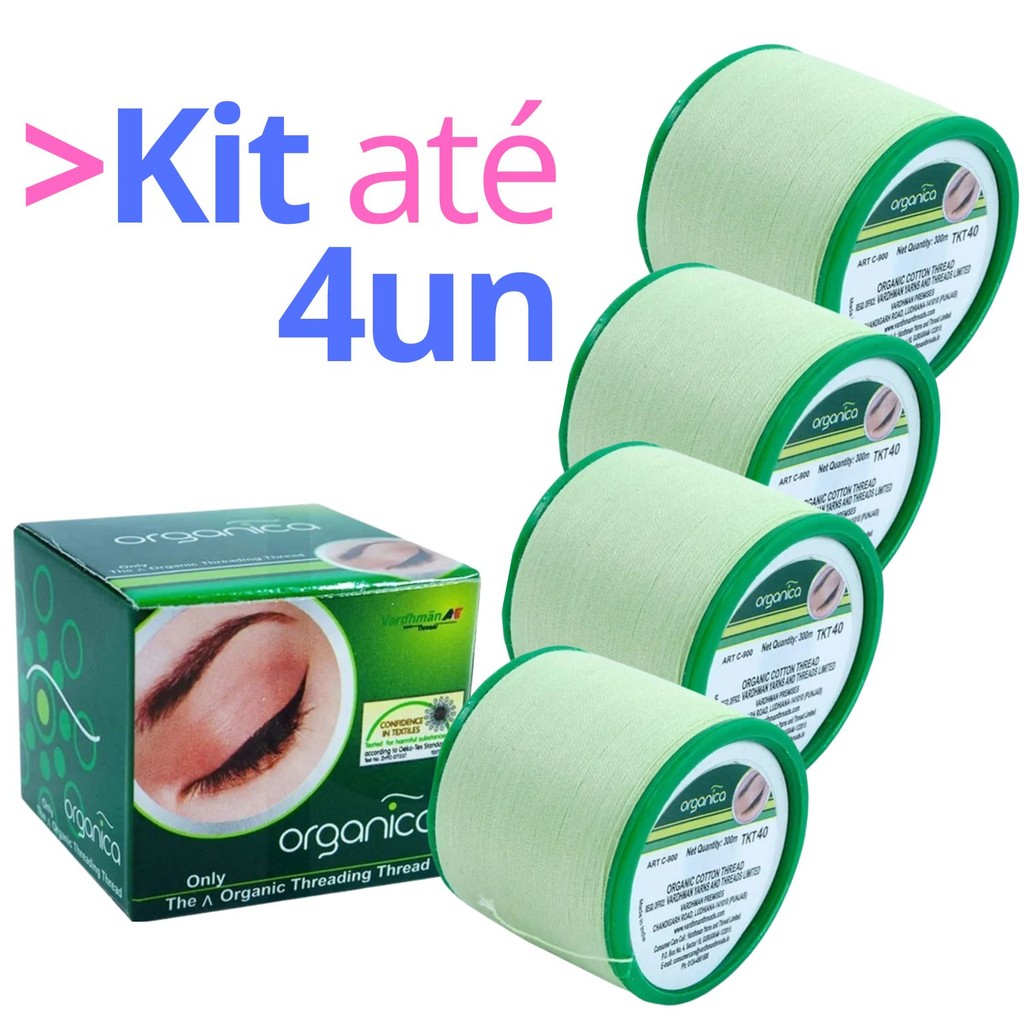 Kit Linha para Depilação Facial Egipcia Orgânica Vanity 100% Algodão Tkt 40 300m