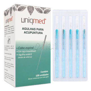 Agulha para Acupuntura 100 Agulhas Uniqmed Individual Blister Anvisa