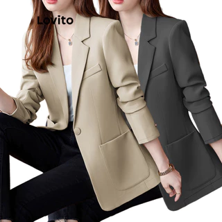 Lovito Blazer Lisa com Botões na Frente Elegante para Mulheres LNE21205 (Multicolorido)