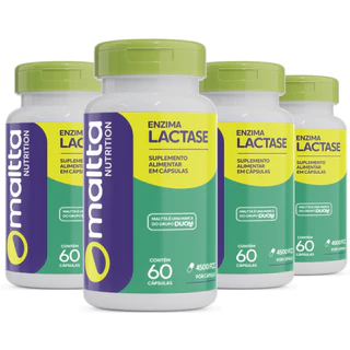 Kit 4x Unidades Enzima Lactase 4500 fcc Suplemento Alimentar Natural Lactose 240 Cápsulas 400mg Duom