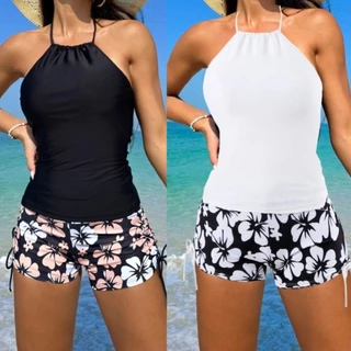 Conjunto De Biquíni Feminino De Cintura Alta Torcido Maiô De Duas Peças Com Cordão E Controle De Barriga em Oferta na Shopee