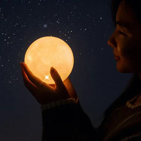 Luminária De Lua Cheia 3d Led Abajur Decoração