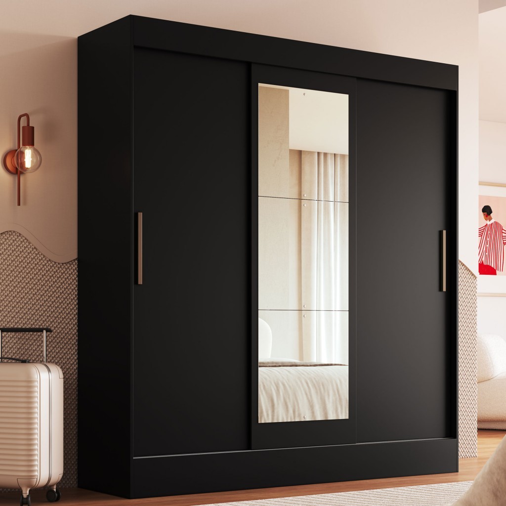 Guarda-Roupa Casal Londres 3 Portas 2 Gavetas com Espelho 100% Mdf