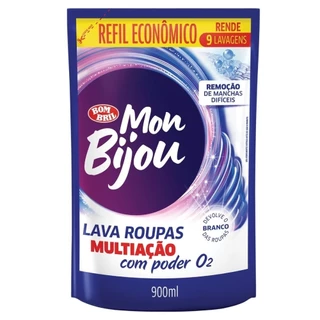 Sabão Liquido Mon Bijou Lava Roupas Refil Multiação Azul 900ml - Embalagem com 12 Unidades em Oferta na Shopee