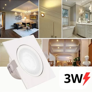 Spot LED 3W 7W Direcionável em Alumínio Embutir Redondo Quadrado Branco Quente Teto Forro Luz Bivolt