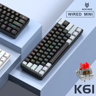 Teclado Mecânico Com Fio APAYADO K61 Mini Portátil 60 % Phantom RGB De 61 Teclas