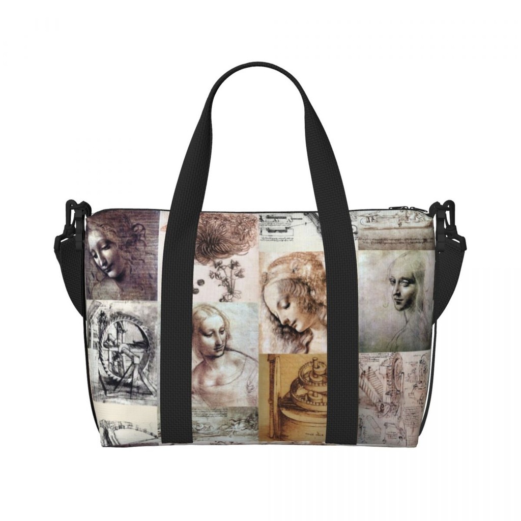 Leonardo Da Vinci Artwork Tote Bolsa Mulheres Grande Capacidade Pintura ...