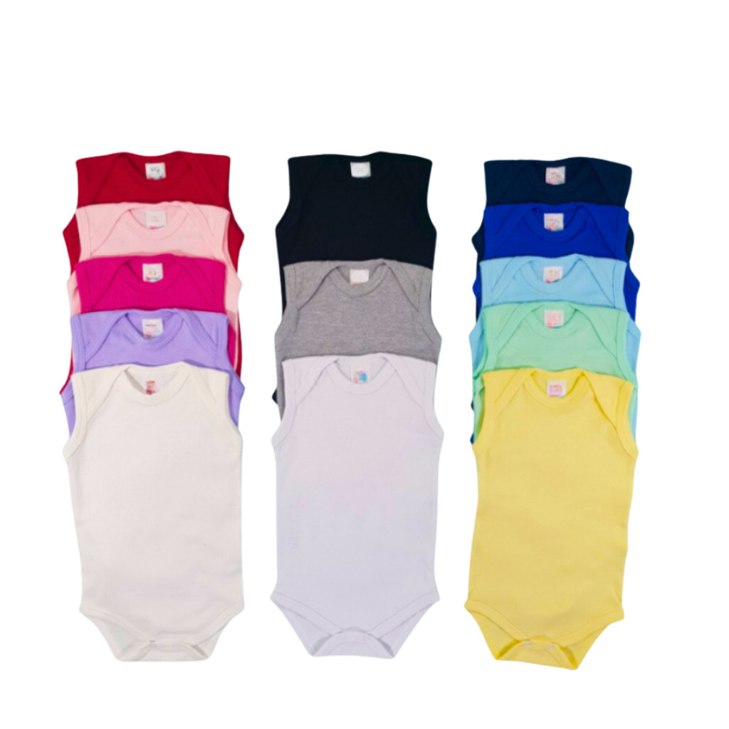 Kit 4 Body Regata Sem Manga Liso Infantil Bebê Menino Menina | Shopee ...