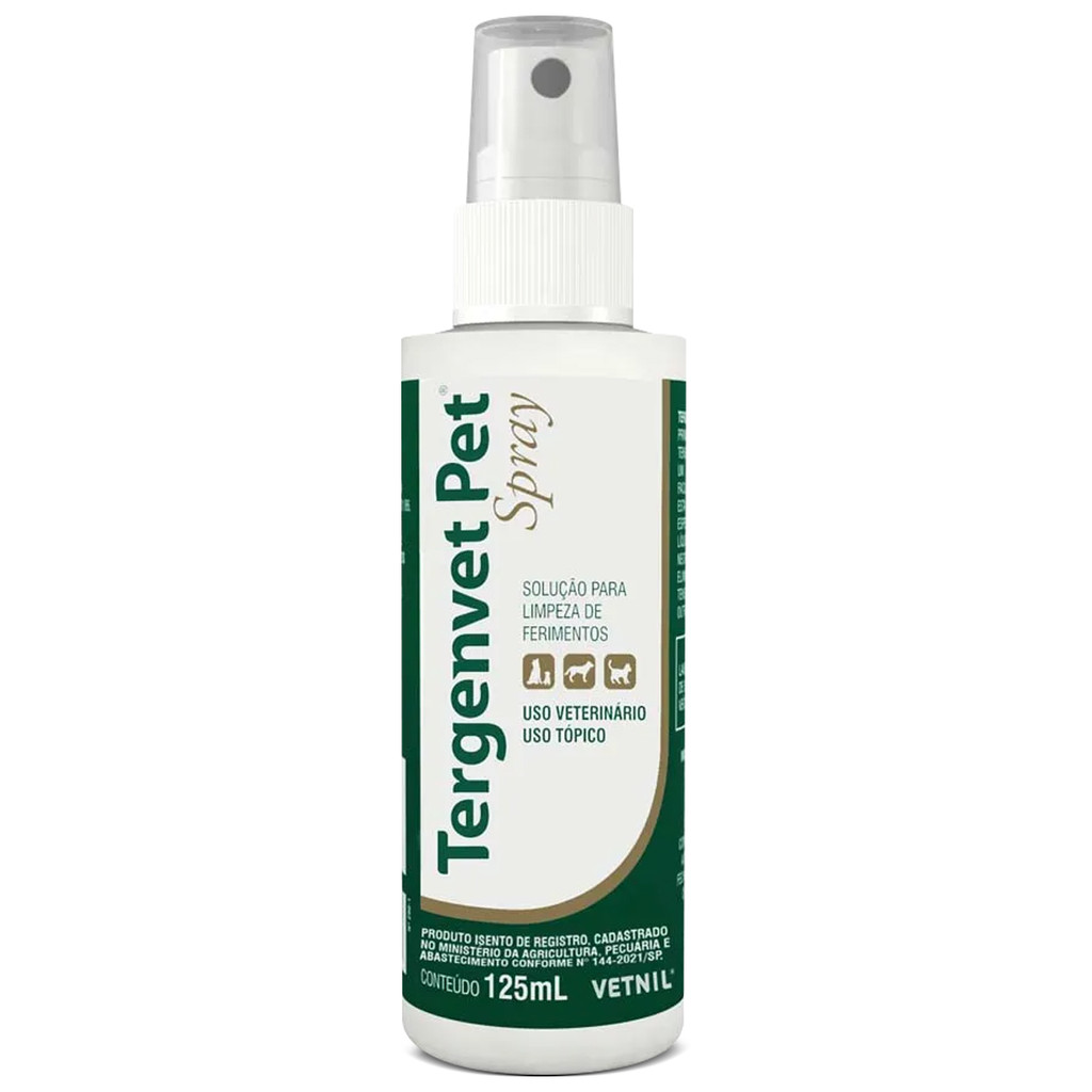 Tergenvet Spray 125ml Limpeza Feridas Cães E Gatos - Vetnil | Shopee Brasil