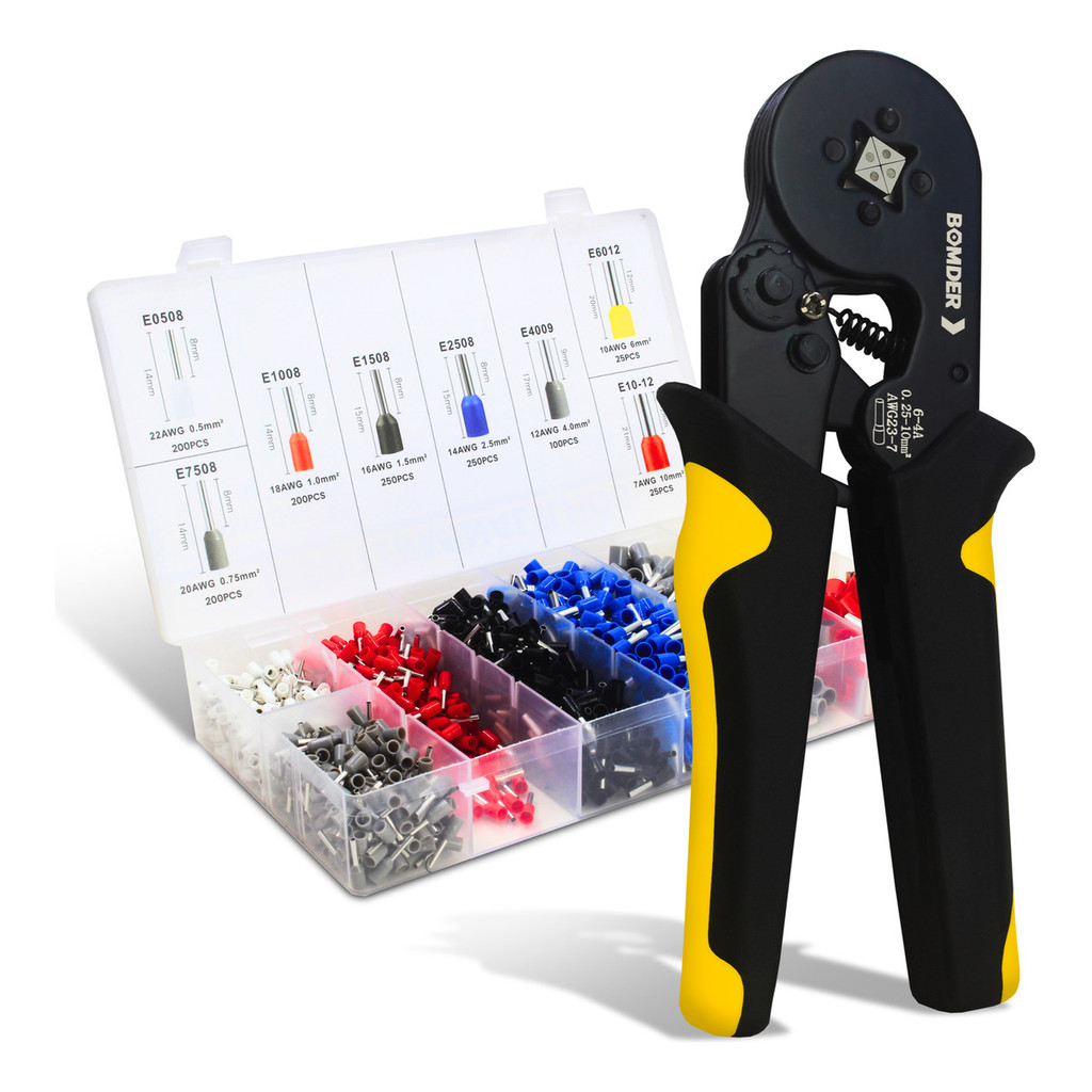 KIT 6-4 ALICATE CRIMPAR CAIXA COM 1250 TERMINAL ILHÓS 0.25 A 10MM² BOM ...