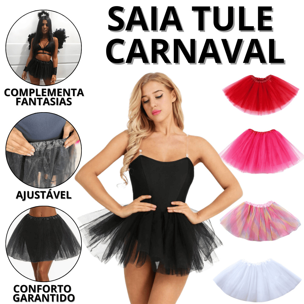 Saia Tule Colorida Fantasia Carnaval Feminina Adulta Fantasias Infantis ...