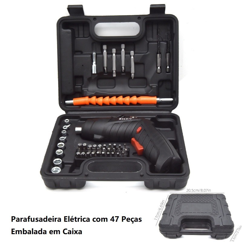 kit Parafusadeira/furadeira 48 Pçs À Bateria Carregador Usb (Dupla posição) Oferta especial
