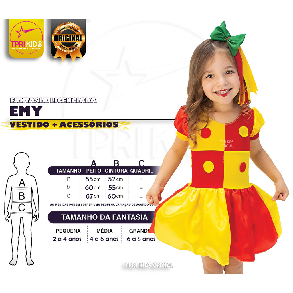 FANTASIA INFANTIL MENINA VESTIDO EMILIA COSPLAY CARNAVAL ANIVERSÁRIO ...