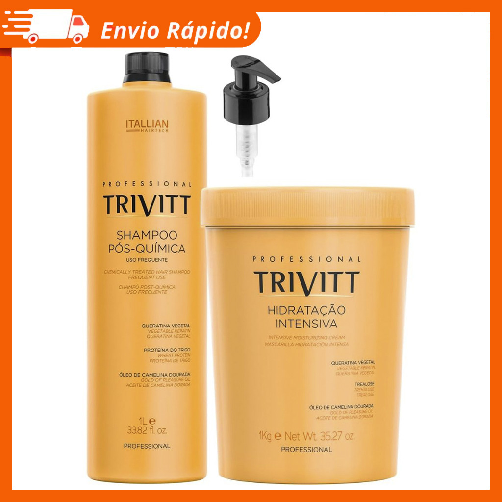 Kit Trivitt Shampoo Pós Química 1L + Hidratação Intensiva 1Kg ...