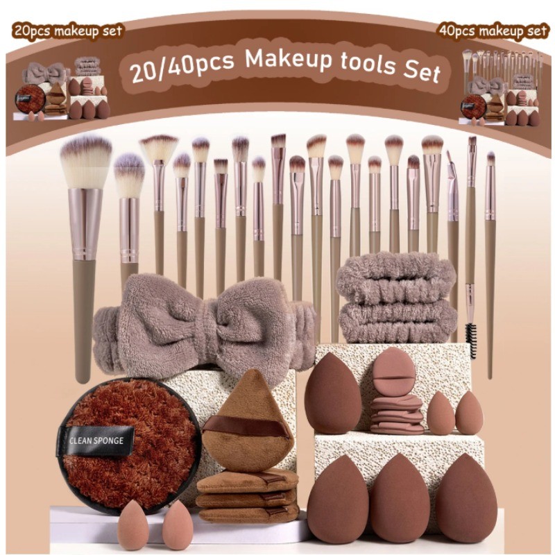42 Pçs/set Profissional Rosto E Olho Kabuki Kit De Pincel De