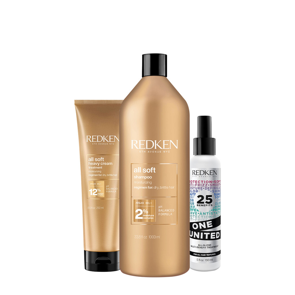 Kit Redken All Soft One United Shampoo Máscara e Leave-in (3 produtos ...
