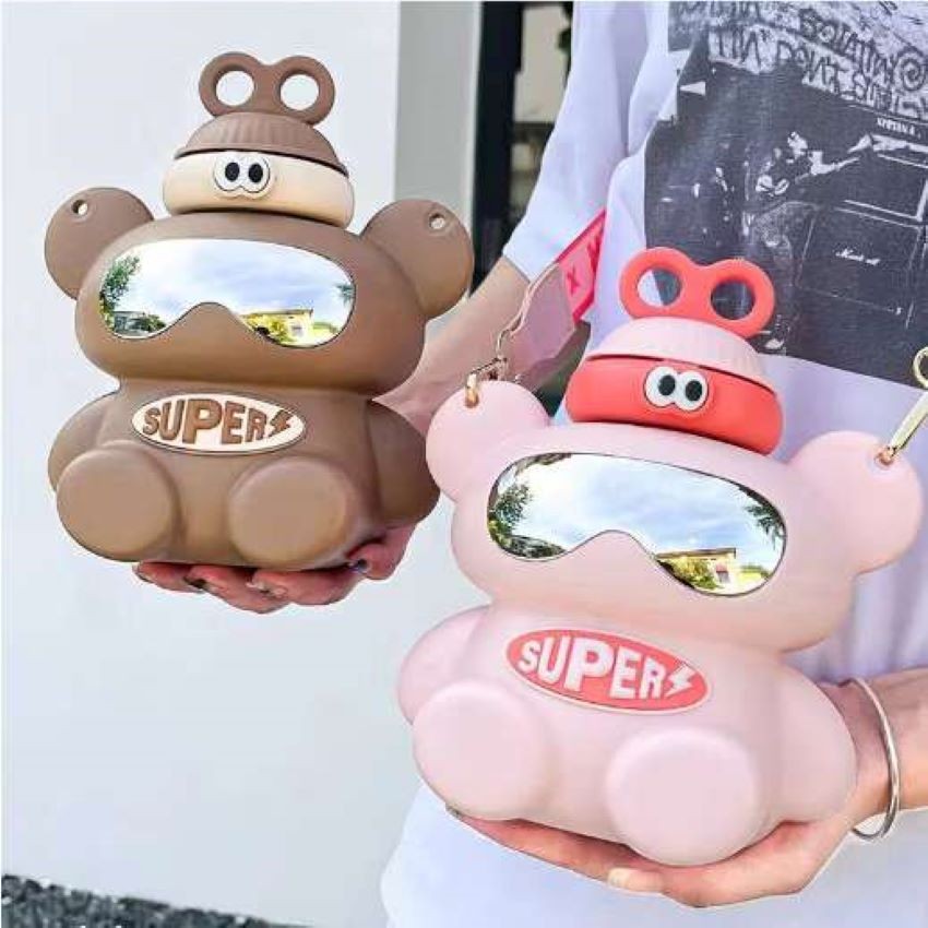 Garrafa Térmica Infantil de água SUPER URSO 520ML c/Alça e Canudo