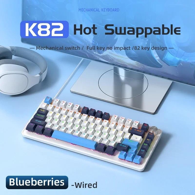 Teclado Mecânico APAYADO K82 , 82 Teclas , Botão Multifuncional , Chave Completa , Troca Quente , Luz De Fundo Fria , Co