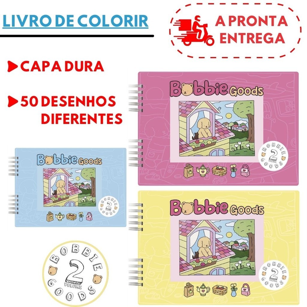 Livro Bobbie goods 50 folhas capa dura desenhos variados Para ...