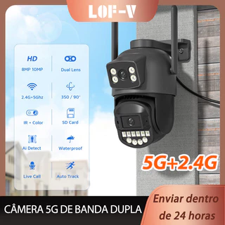 Câmera Wi-Fi externa Onvif de imagem dupla 5G/2.4 10MP/4K de rede dupla