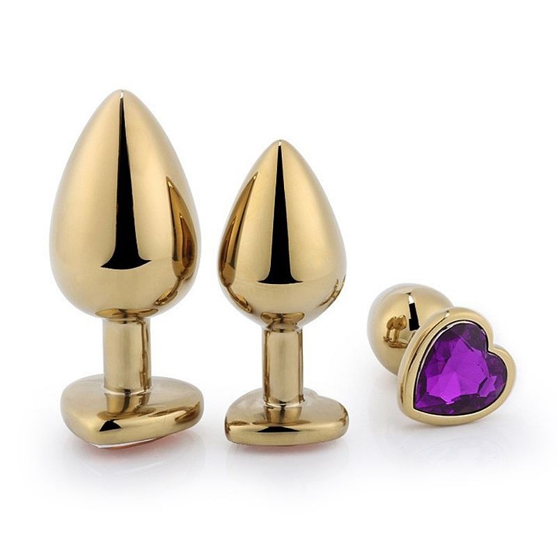 Plug Anal Joia de Coração "P" em Aço Dourado 7x2.8cm
