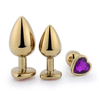 Plug Anal Joia de Coração "P" em Aço Dourado 7x2.8cm