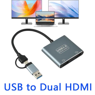 Divisor Compatível Com USB 3.0 C Para HDMI Duplo Display Estendido 1080P HD Type Thunderbolt 3/4 Adaptador Conversor De 