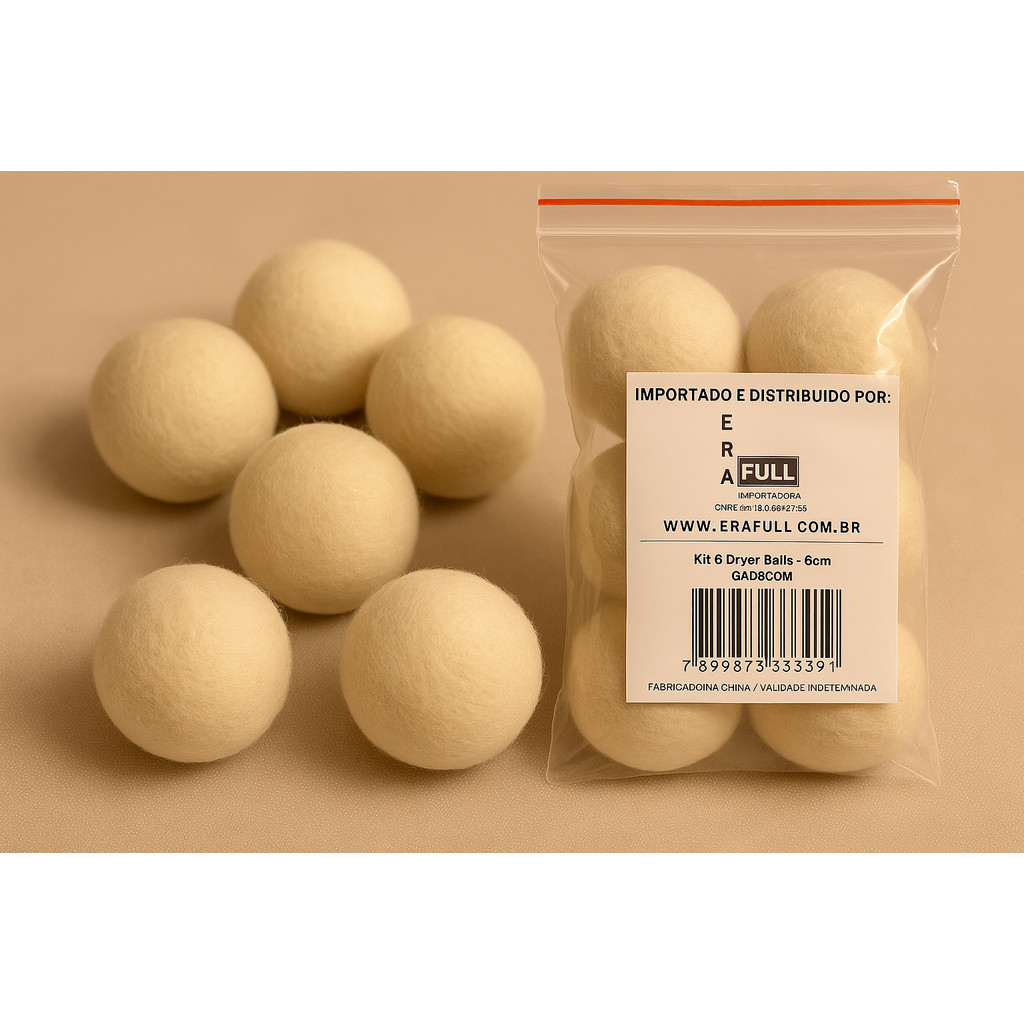 Kit 6 Dryer Balls 6cm de Lã Natural – Substitui Amaciante, Reutilizável, Antiestático e Ecológico | Shopee Brasil