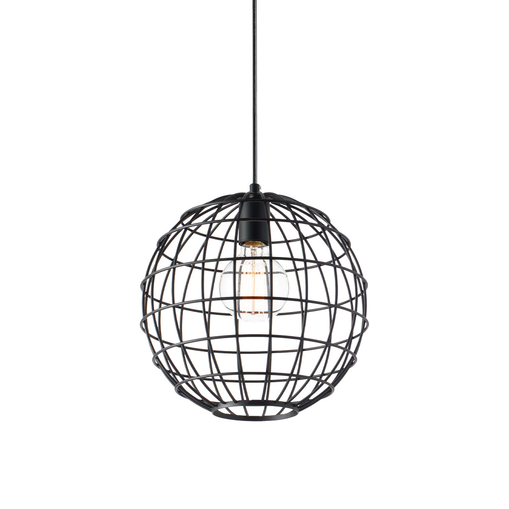 Luminaria Pendente Led Terra Aço E27 Preto Fosco Avant