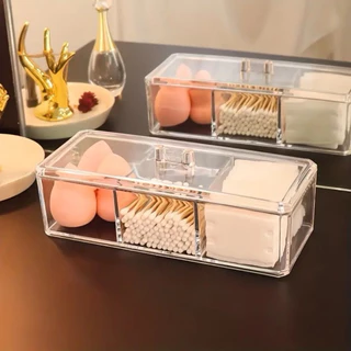 Caixa em acrílico organizador grande com 3 divisórias + tampa ABCSHOP em Oferta na Shopee