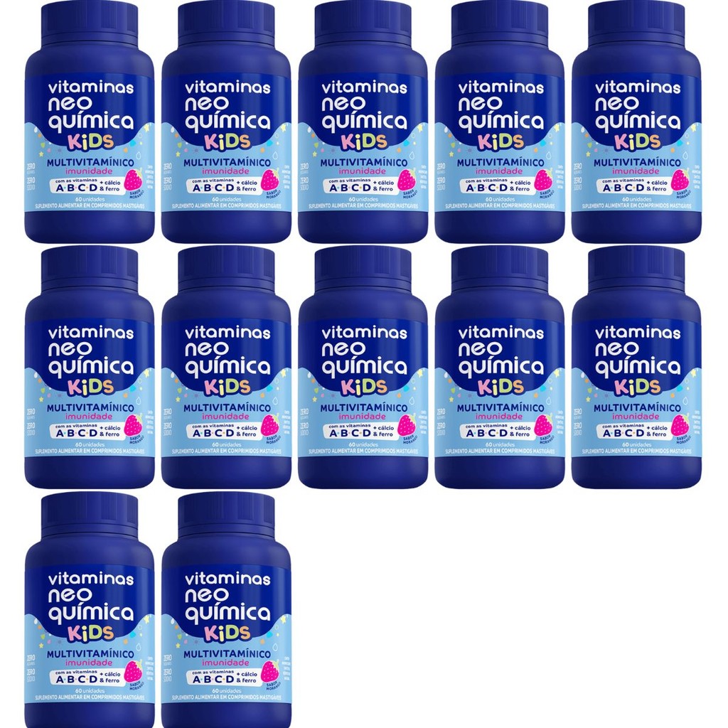 Kit 12 Vitamina Kids Sabor Morango 60 Comp - Neo Química | Shopee Brasil