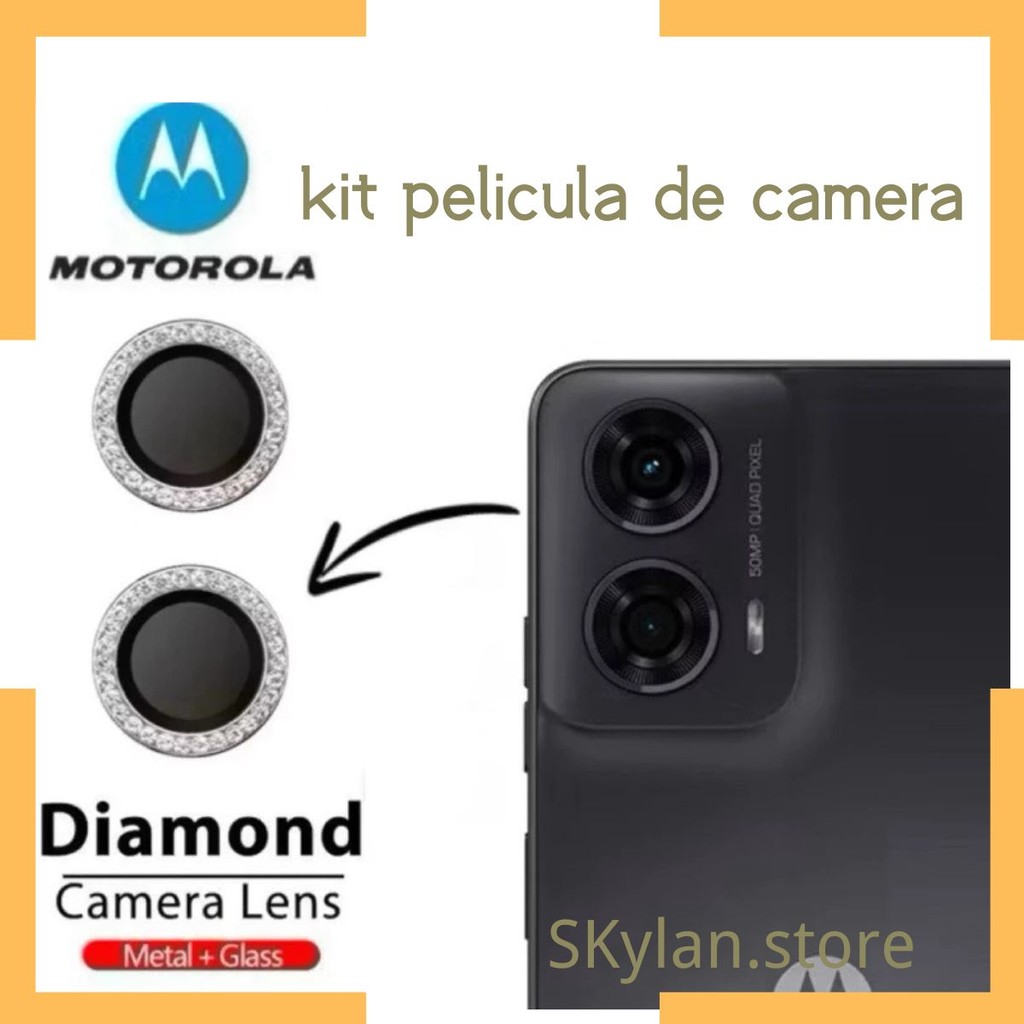 Película diamante de vidro protetor de lente da câmera para Motorola Moto G14 G24 G34 G35 G55 G75 G84 G85 G86 G56