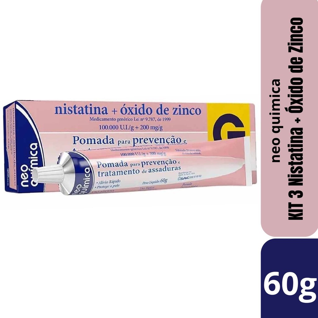 Neo Quimica Pomada Nistatina + Óxido de Zinco 60g | Shopee Brasil