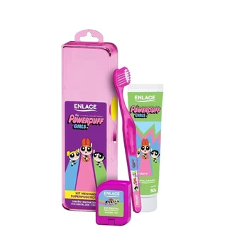 Kit Enlace Meninas Superpoderosas Escova + Creme Dental + Fio Dental + Estojo em Oferta na Shopee