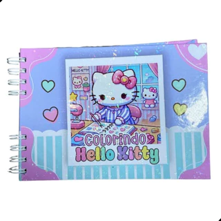 Livro De Colorir Caderno Holográfico Temas 50pgs Capa Dura Stitch Boobbie Goods Hello Kitty Capivara em Oferta na Shopee