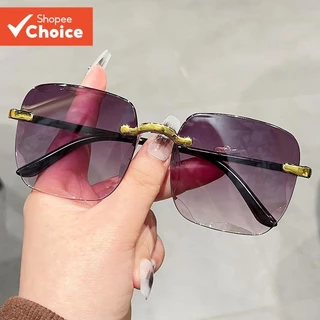 Óculos De Sol Quadrados Coreanos UV400 Para Mulheres Com Lente Gradiente Sem Aro Praia Essencial em Oferta na Shopee