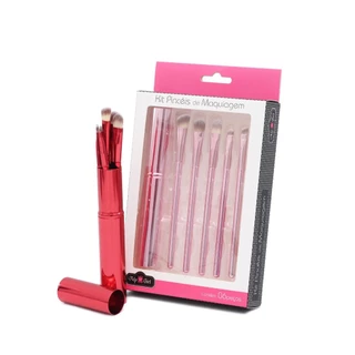 Pinceis De Maquiagem Nylon 5 Peças Cabo Rose em Oferta na Shopee