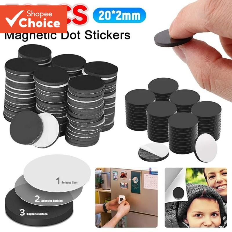 50Pcs Adesivos com Ímãs Redondos-Folha Magnética Flexível para Bricolagem e Geladeira