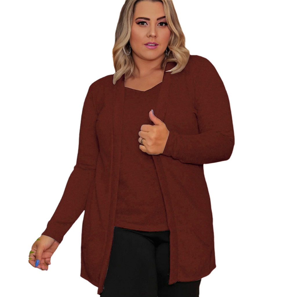 Conjunto Cardigan E Regata Lanzinha veste até 50 | Shopee Brasil