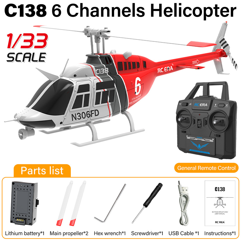 RC ERA Helicóptero 1 : 33 Bell-206 Aeronave C138 6CH Avião De