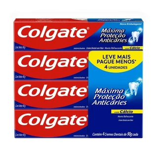 Creme Dental Colgate Máxima Proteção Anticáries 90g 4 unid com Desconto em Oferta na Shopee