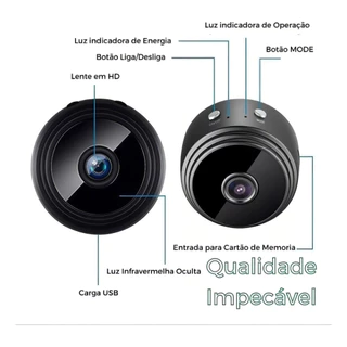 Kit 2 Câmeras Espiã A9: Sensor E Visão Noturna Cor Preto em Oferta na Shopee