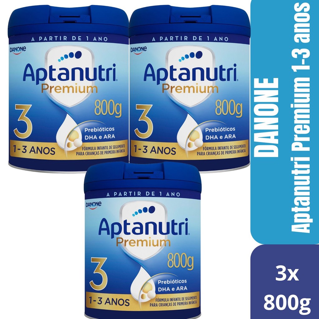 Leite em pó 3 Fórmula Infantil Aptanutri Premium 3 Danone 3x800g – Com ...