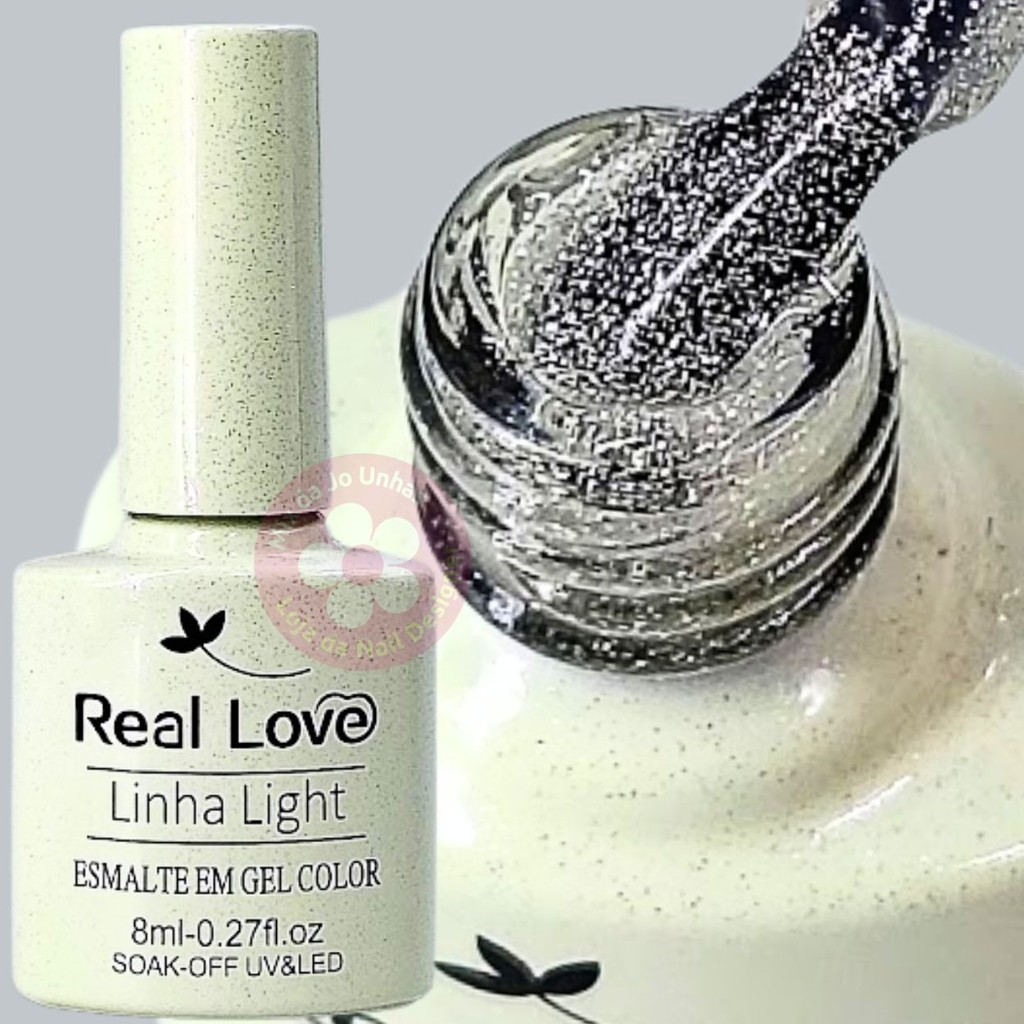 Esmalte em gel transparente com glitter Cristal Refletivo Real Love ...