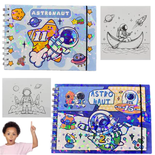 Conjunto de livro de colorir astronauta com 48 páginas, livro de pintura, capa dura em Oferta na Shopee