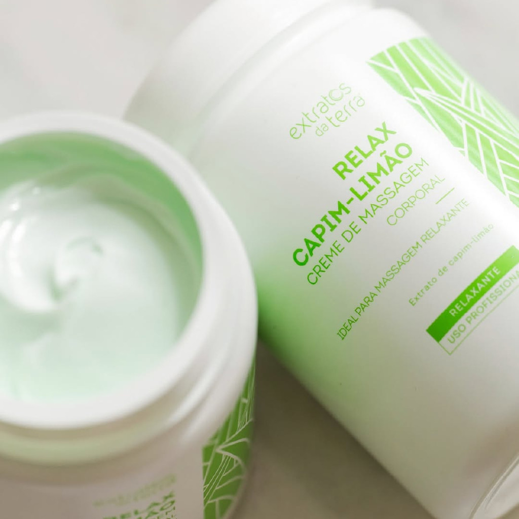 Creme de Massagem Profissional Relax Capim Limão 1kg Extratos da
