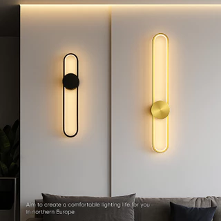 Arandela LED Orbis Linear 12W/18W, Preta/Branca/Dourada, Temperatura Ajustável 3K/4K/6K