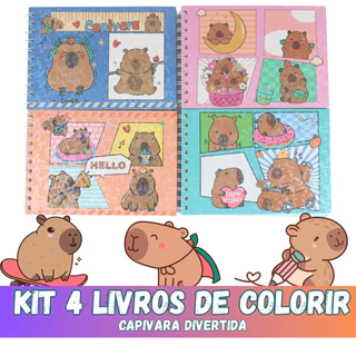 Livro Para Colorir Capivara Com KIT Caderno Pintura 50 Páginas Capa Flexível (Estilo Bob Desenhos) em Oferta na Shopee